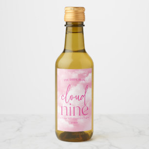The Bride Is On Cloud Nine Pink Bachelorette Party Wine Label