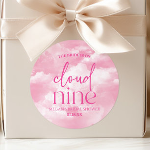 The Bride Is On Cloud Nine Pink Bridal Shower Classic Round Sticker