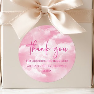The Bride Is On Cloud Nine Pink Bridal Shower Classic Round Sticker