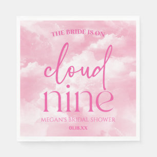 The Bride Is On Cloud Nine Pink Bridal Shower Napkin
