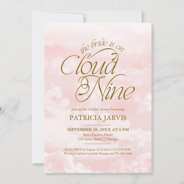 The Bride Is On Cloud Nine QR Code Bridal Shower Invitation (Front)