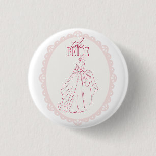 The Bride – Lace Bachelorette Design with Bride 1 Inch Round Button
