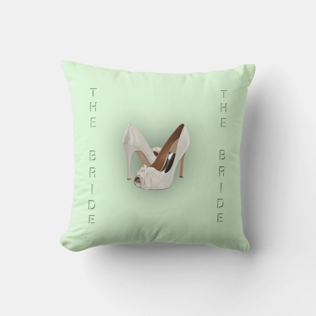 The Bride Mint Green Throw Pillow (Front)