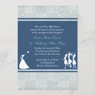 The Bride Navy Blue Wedding Invitation