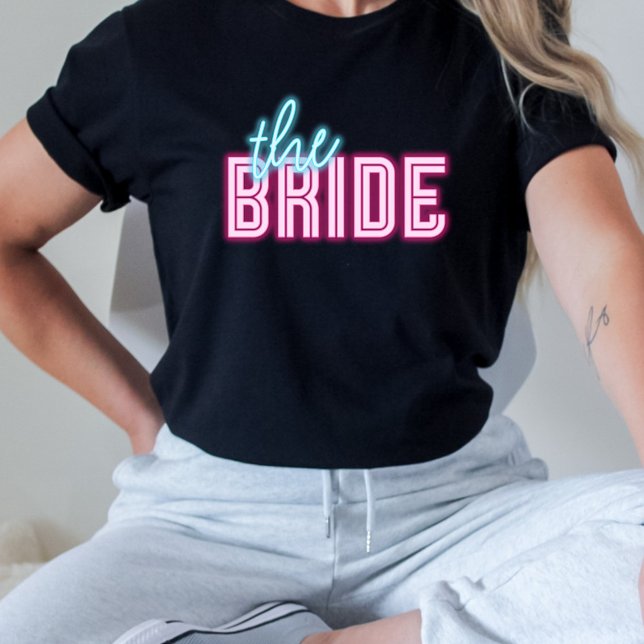 The Bride Neon Blue & Pink Tropical Bach T-Shirt (Creator Uploaded)