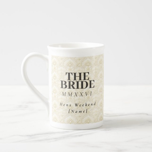 The Bride | Ornamental Art Deco – Ivory Keepsake Bone China Mug (Left)