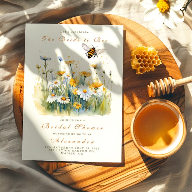 The bride to bee daisy watercolor shower invitation (Creator Uploaded)