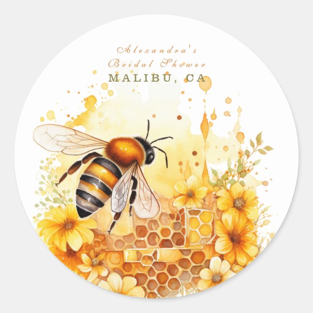 The bride to bee wildflower honey shower classic round sticker (Front)