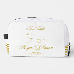 The Bride - Two Elegant Gold Hearts Dopp Kit
