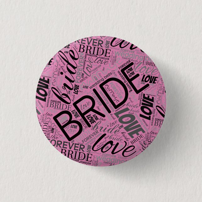 The Bride Word Cloud Black ID253 1 Inch Round Button (Front)