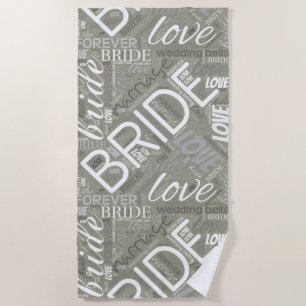 The Bride Word Cloud White ID253 Beach Towel