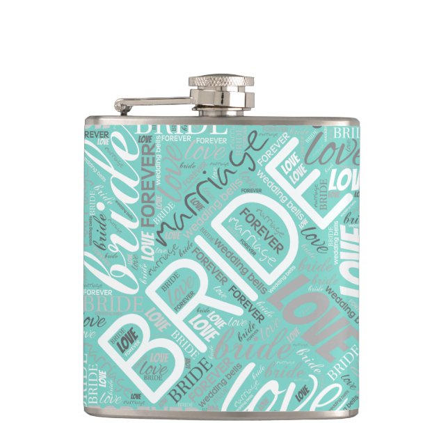 The Bride Word Cloud White ID253 Hip Flask (Front)