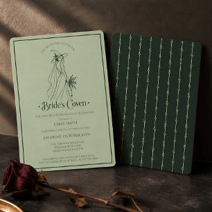 The Bride's Coven Witch Bachelorette Party Green Invitation