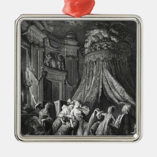 The bride's going-to-bed ceremony metal ornament (Front)