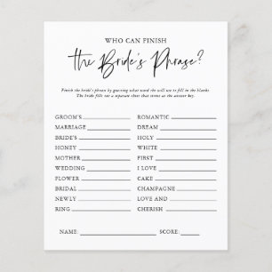 The Bride's Phrase   Bridal Shower Game