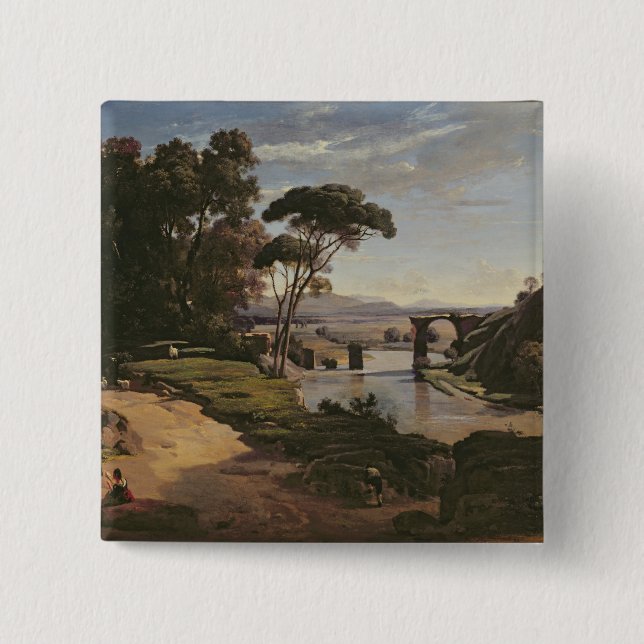 The Bridge at Narni, c.1826-27 2 Inch Square Button (Front)