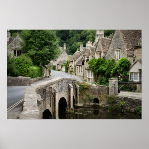 The bridge in Castle Combe, UK poster