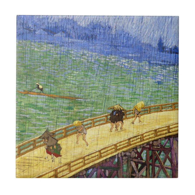 The Bridge in the Rain Vincent van Gogh fine art Tile (Front)