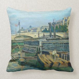 The Bridge of Louis Philippe, 1875 (oil on canvas) Throw Pillow