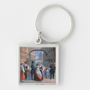 The Bridge of Sighs, Venice, engraved by Brizeghel Keychain