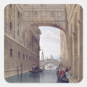 The Bridge of Sighs, Venice, engraved by Lefevre ( Square Sticker