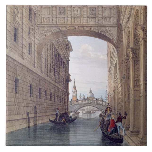 The Bridge of Sighs, Venice, engraved by Lefevre ( Tile (Front)