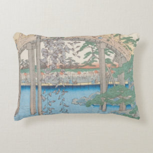 The Bridge with Wisteria or Kameido Tenjin Decorative Pillow