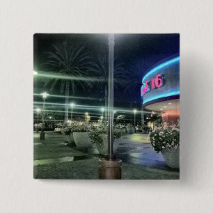 The Bright Lights of the Movie Theatre at Night 2 Inch Square Button