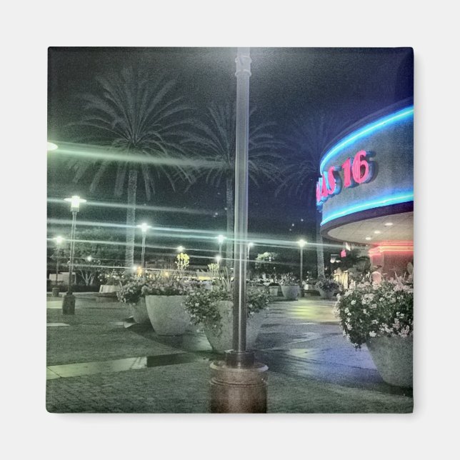 The Bright Lights of the Movie Theatre at Night Magnet (Front)