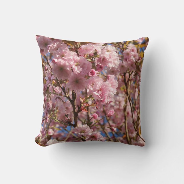 The bright Spring color of cherry blossom Throw Pillow (Front)