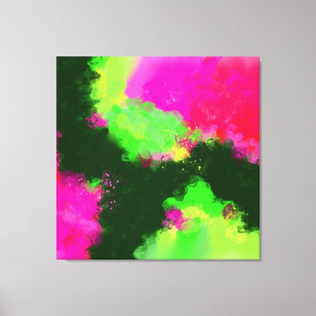 The Brighter Side - Green Red-Violet Abstract Art Canvas Print (Front)