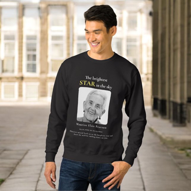 the brightest star photo  rememberance sweater  (memorial sweater with photo , fully ediatble funeral keepsake )