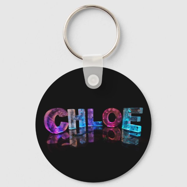 The  Brilliant Name Chloe in 3D Lights Keychain (Front)
