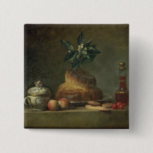 The Brioche or The Dessert, 1763 (oil on canvas) 2 Inch Square Button