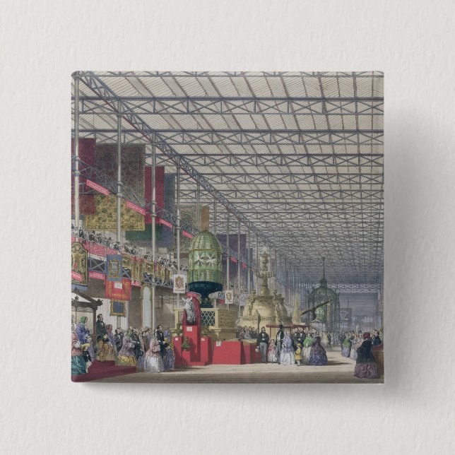 The British Nave of the Great Exhibition, 1851 (co 2 Inch Square Button (Front)