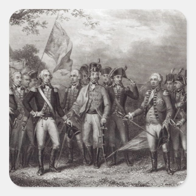 The British Surrendering their Arms Square Sticker (Front)