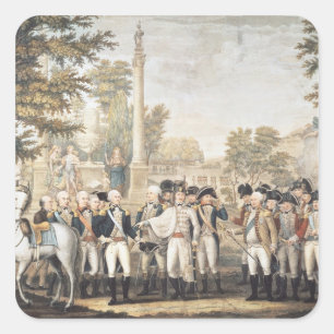 The British Surrendering to General Washington Square Sticker