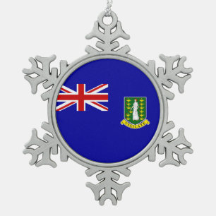 The British Virgin Islands Flag Snowflake Pewter Christmas Ornament
