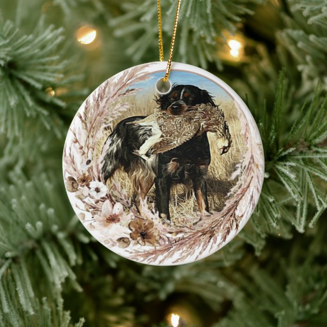 The Brittany spaniel  Ceramic Ornament (Tree)