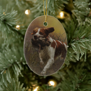 The Brittany spaniel    Ceramic Tile Beverage Coas Ornament