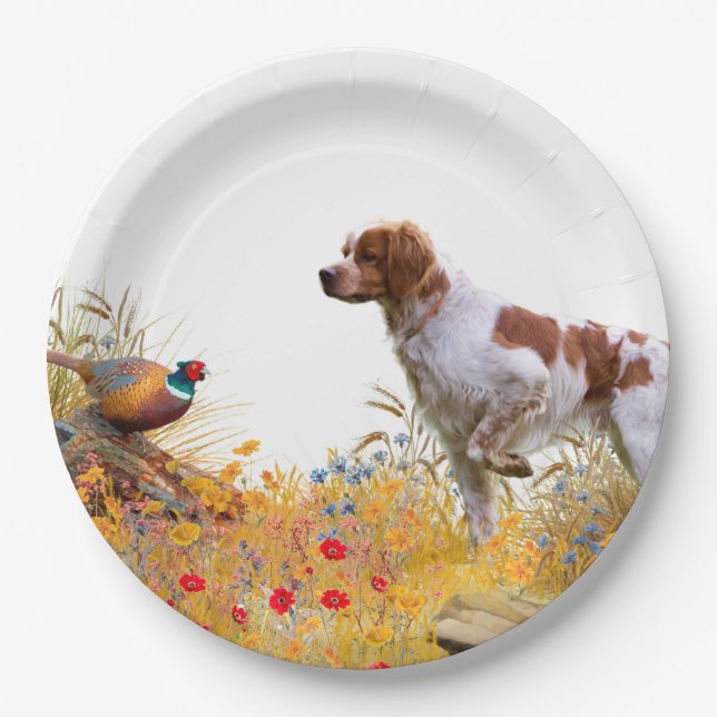 The Brittany spaniel  Paper Plate (Front)