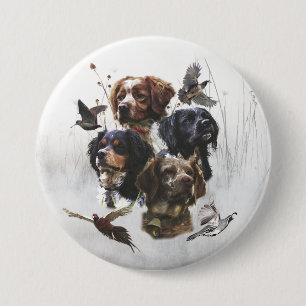 The Brittany Spaniels , Bird Hunting Season 3 Inch Round Button