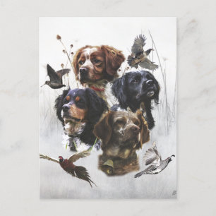 The Brittany Spaniels , Bird Hunting Season Holiday Postcard