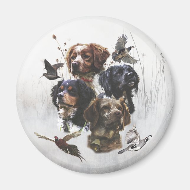 The Brittany Spaniels , Bird Hunting Season Magnet (Front)