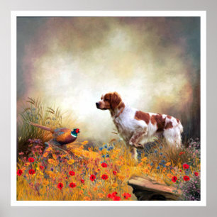 The Brittany Spaniels , Bird Hunting Season Poster