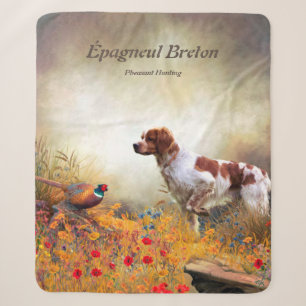 The Brittany Spaniels , Bird Hunting Season Sherpa Blanket
