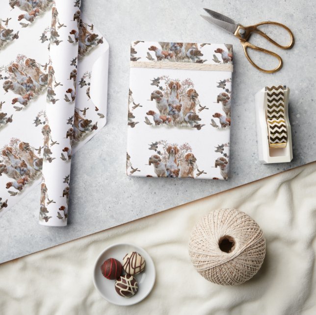 The Brittany Spaniels , Bird Hunting Season Wrapping Paper (Crafts)