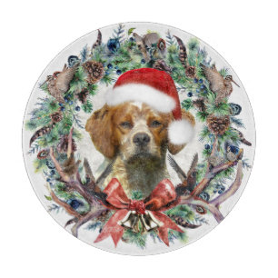 The Brittany Spaniels , Christmas  Cutting Board