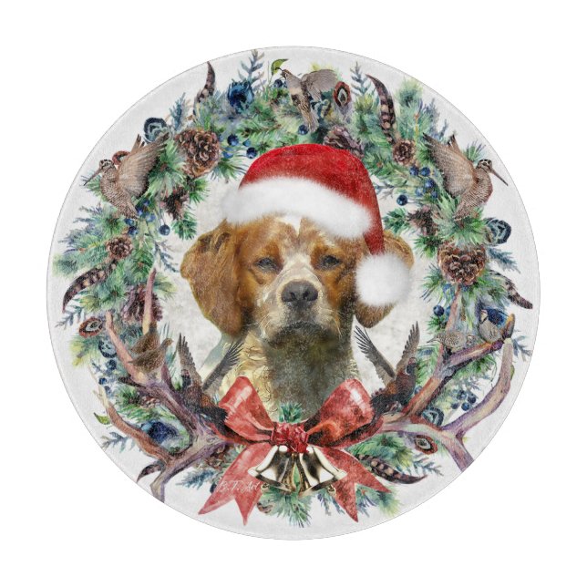 The Brittany Spaniels , Christmas  Cutting Board (Front)