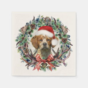 The Brittany Spaniels , Christmas  Napkin